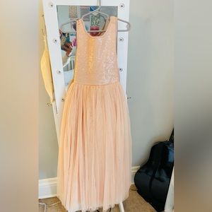 Girls blush tulle and sequin formal dress. Size 8.